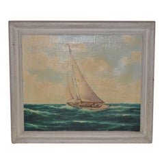 Frank Schneider "Yachting in the Atlantic" Original Oil Painting c.1920