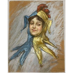 Albert Wenzell Pastel Portrait of Loie Fuller c.1890s