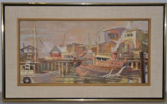 Jack Wilson "Harbor Bustle" Original Oil Painting c.1970