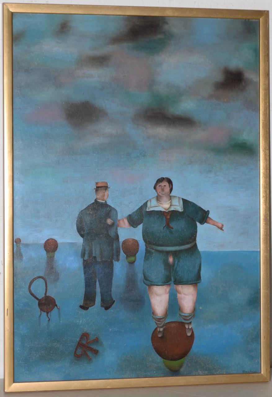 Paisaje surrealista con figuras de Rachid Kamoun c.1959 Estilo de Gertrude Abercorombie

Óleo fino sobre masonita firmado "Rachid" en la esquina inferior derecha.

Este cuadro de aspecto surrealista fue pintado en París en 1959.

Dimensiones de