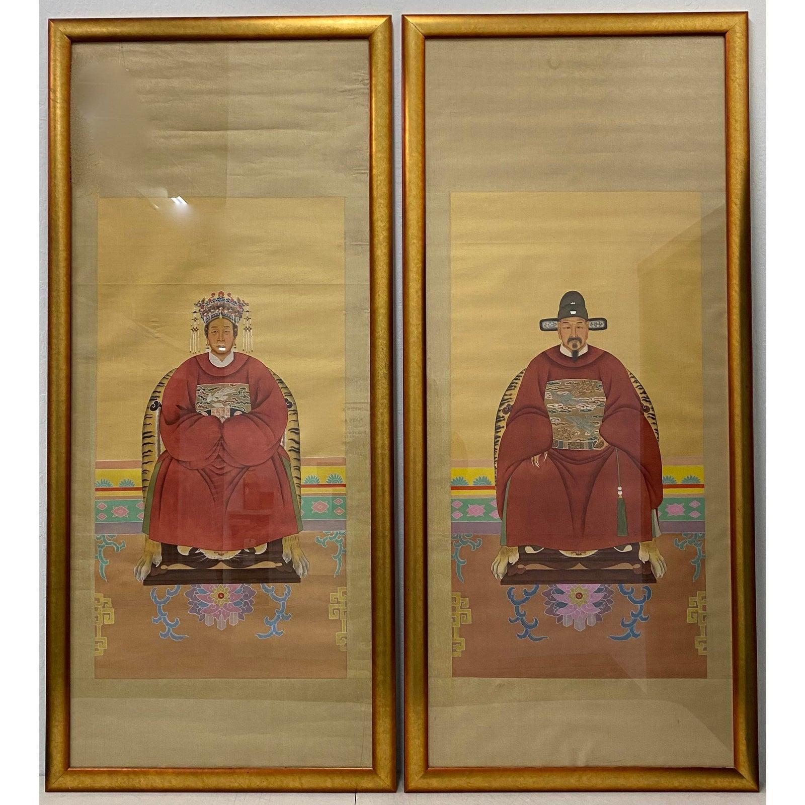 Unknown Portrait Painting - Emperor and Empress Chinese Paintings