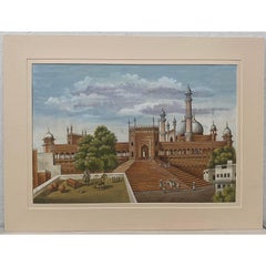 Taj Mahal Complex Original Gouache & Watercolor 19th Century