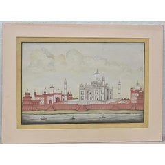 Taj Mahal Original Gouache & Watercolor 19th Century