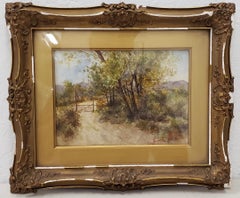 19th Century Country Landscape Watercolor by Margaret White c.1896 19th Century Country Landscape Watercolor by Margaret White c.1896