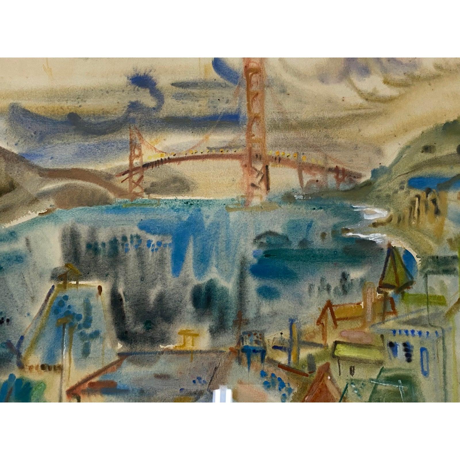 Betty Guy San Francisco Skyline Watercolor c.1950 For Sale 3