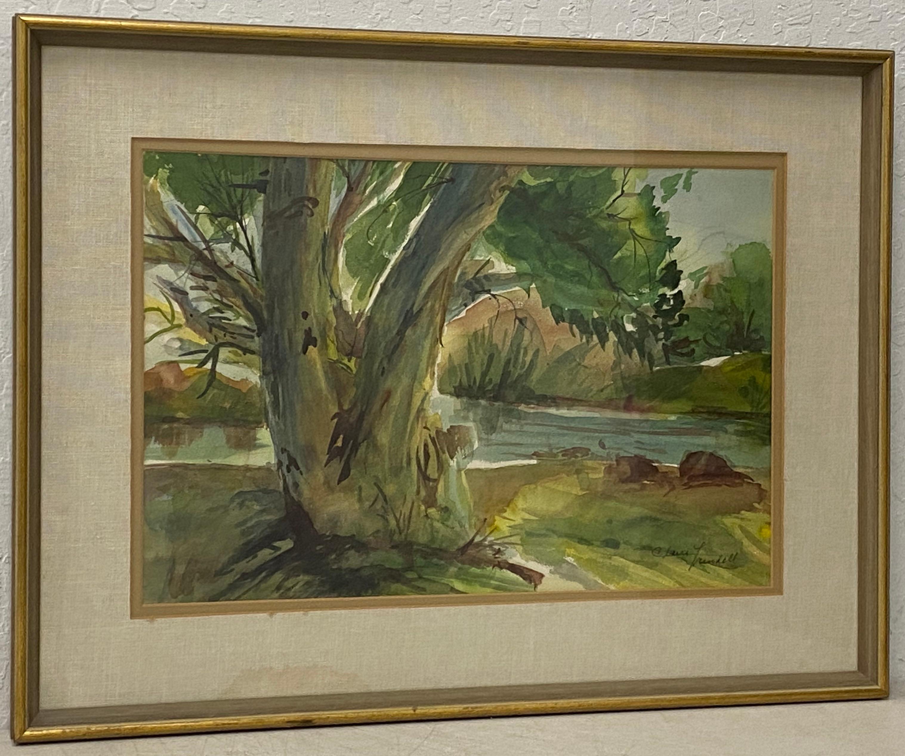 Vintage Landscape "The Maple by the Lake" by Claire Trindell C.1960