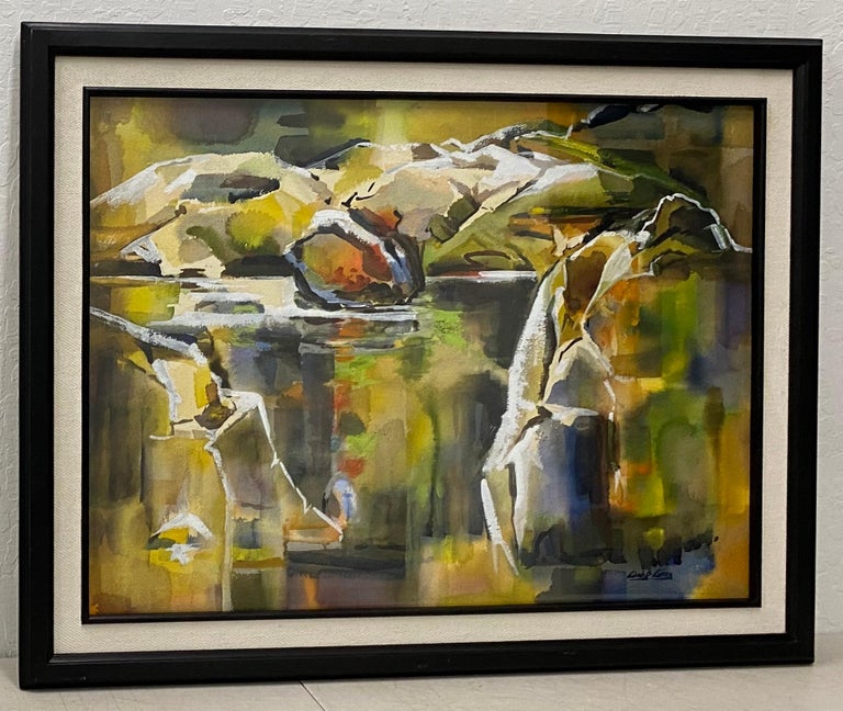 Gladys Gray "Stone Quarry" Original Abstract Watercolor c.1950

Dimensions 29.5" wide x 21.5" high

The frame measures 35" wide x 25" high

Signed in the lower right corner

Gladys Gray was born in Truckee, California, on May 28, 1908. A native