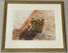 Retro Neil Faulkner "Basket of Apples" Original Watercolor C.1970