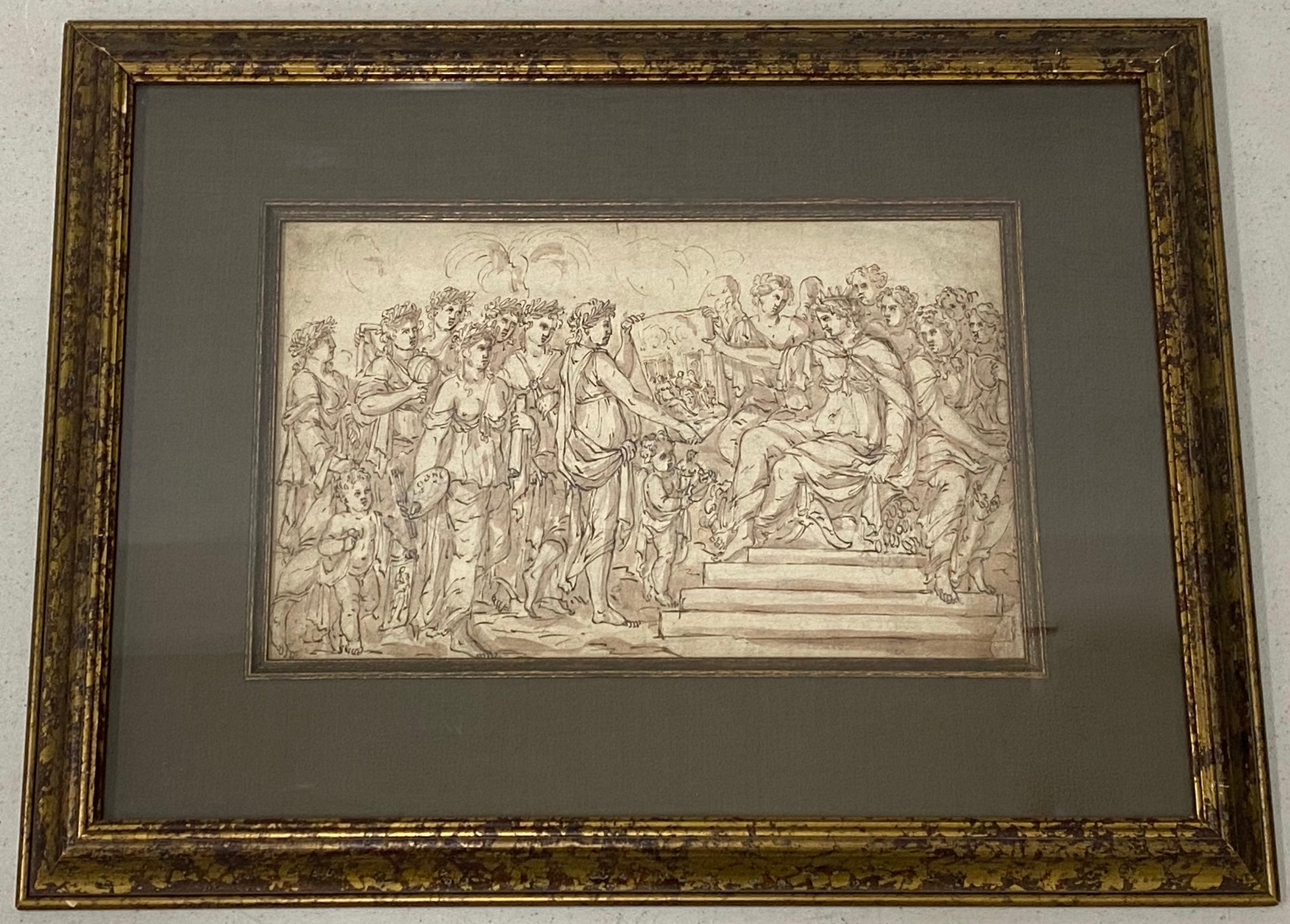 Unknown Figurative Art - 18th to 19th Century "Art Presentation" Old Master Drawing