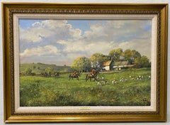 Clive Madgwick "Summer Evening Hunt" Original Oil on Canvas 20th C.