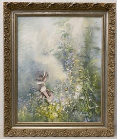Vintage Lillian August "A Little Girl's Paradise" Original Oil Painting C.1960