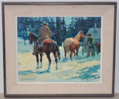 Gary Carter "Elk Camp at Hillguard" Original Oil Painting c.1972