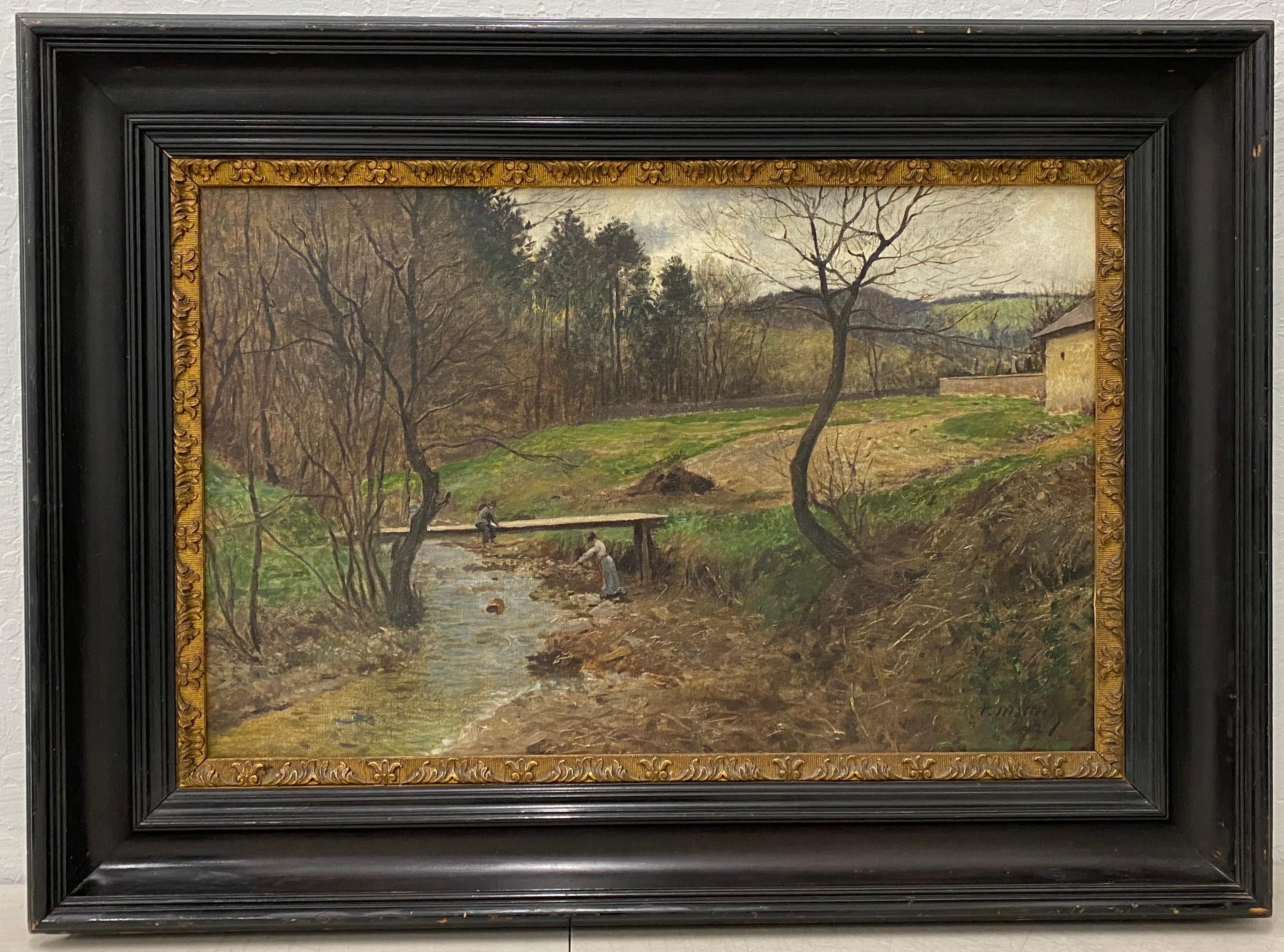 Victor Mytteis (1874-1936) Paysage hongrois avec personnages c.1902

Charmante peinture à l'huile intitulée "Un ruisseau avec un banc"

Huile originale sur toile de l'artiste hongrois Victor Mytteis.

Dimensions de la toile : 20,5" x 18,5". Le cadre