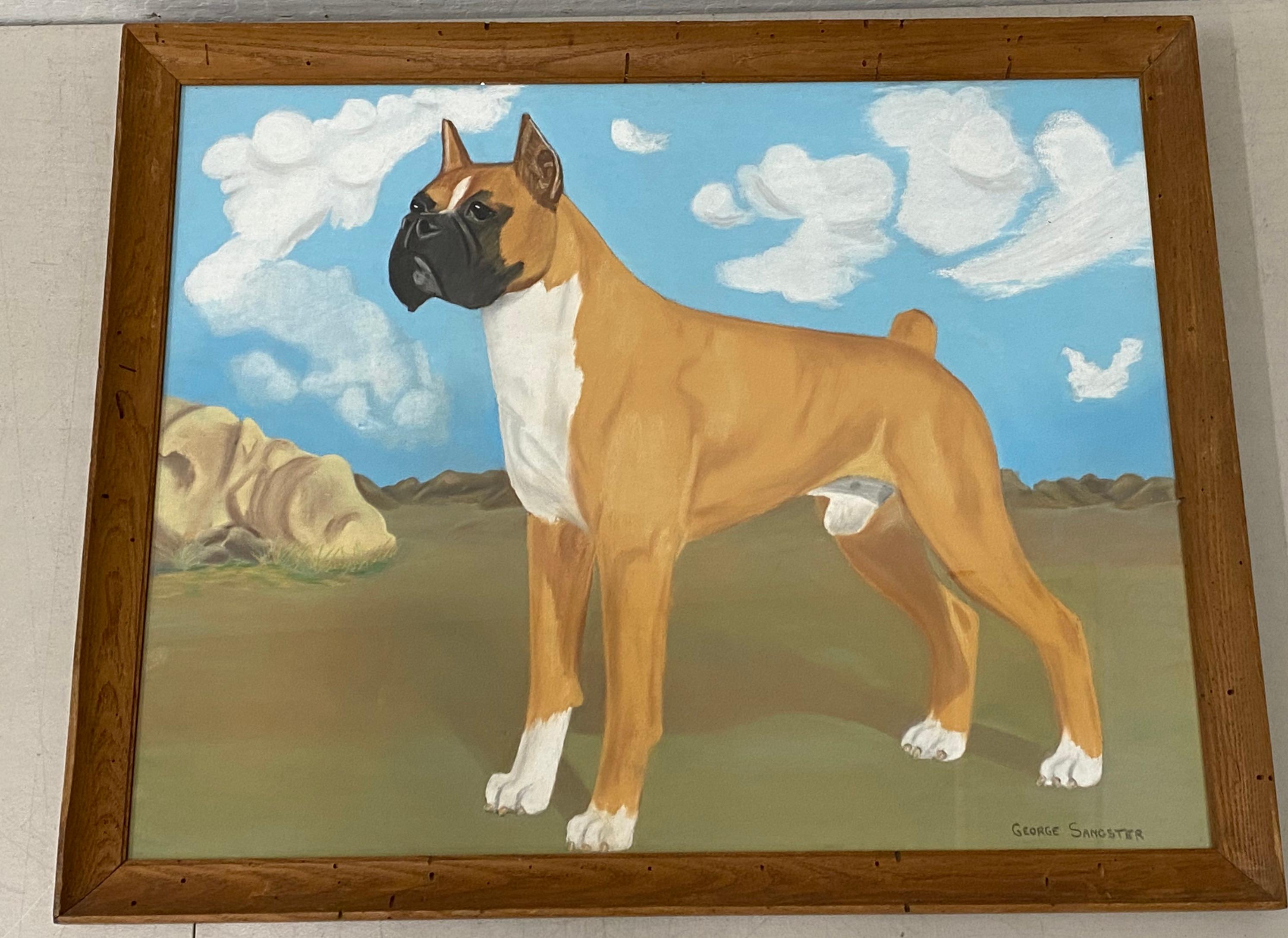 Unknown Animal Painting – George Sangster ""Boxerporträt" Original pastellfarbenes Gemälde, ca. 1940