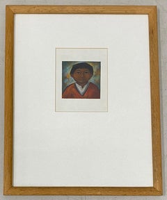 Arturo Nieto Pastel Portrait Miniature of a Young Boy c.1970