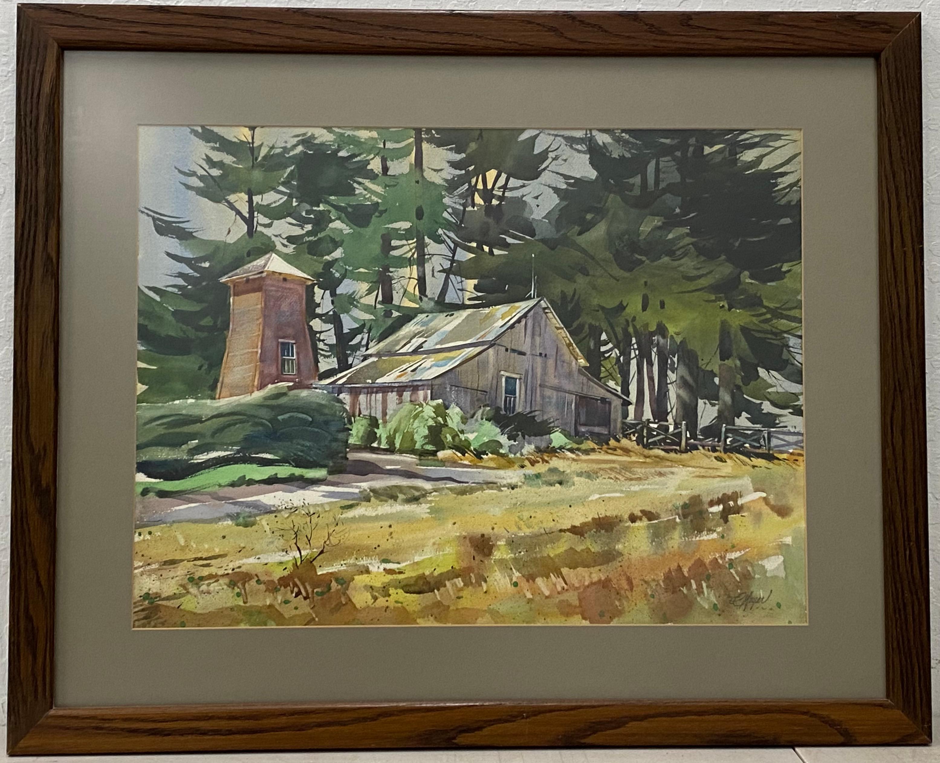 Country Barn Original Watercolor by Meyer (Watercolor Society of America) C.1970 - Art by Unknown