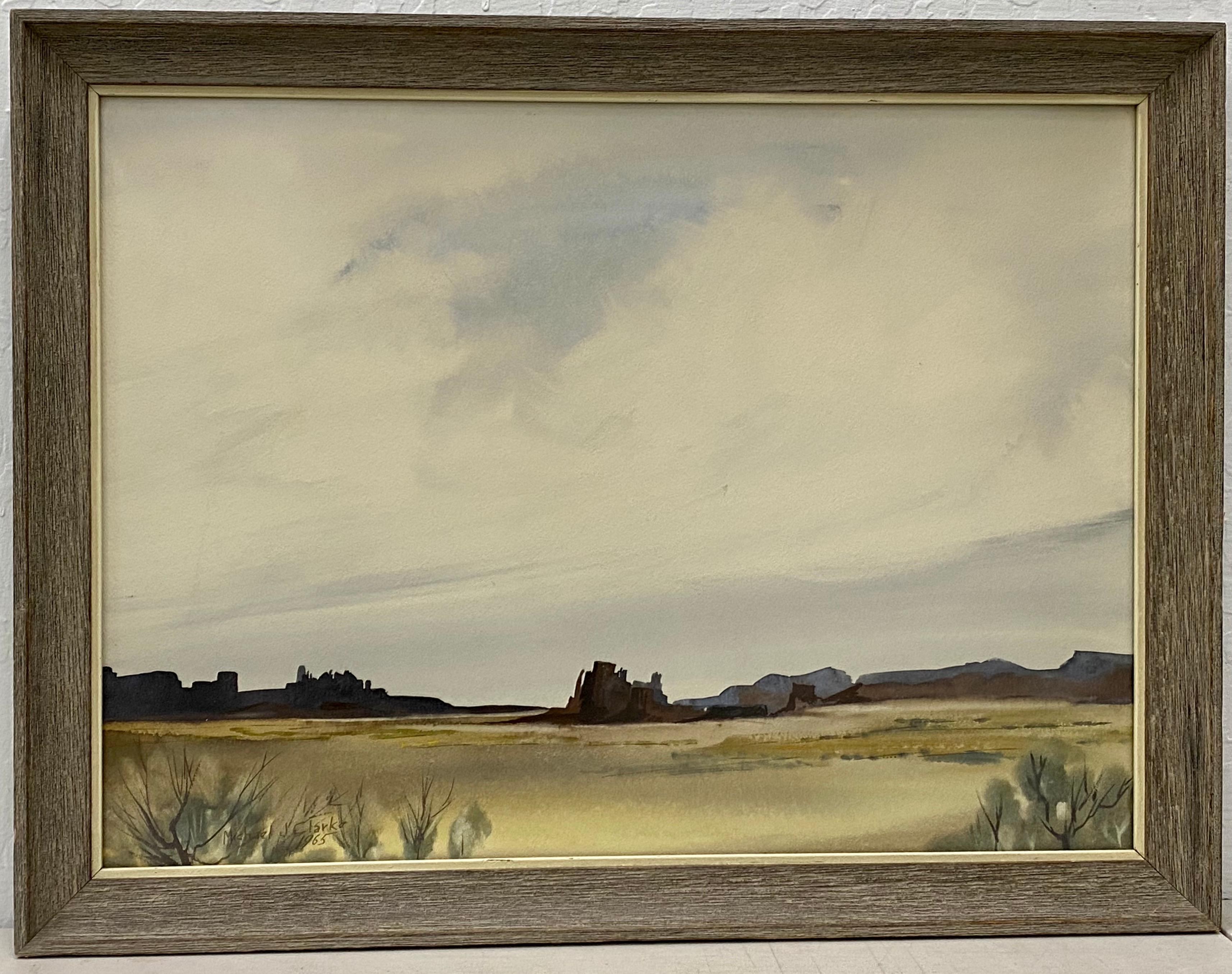 Michael Clark "Mesquite, Nevada" Acquerello originale C.1965
