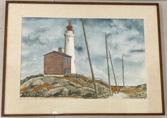 Vintage Ronald Woodall "Fort Rodd Hill and Fisgard Lighthouse" Original Watercolor C.197