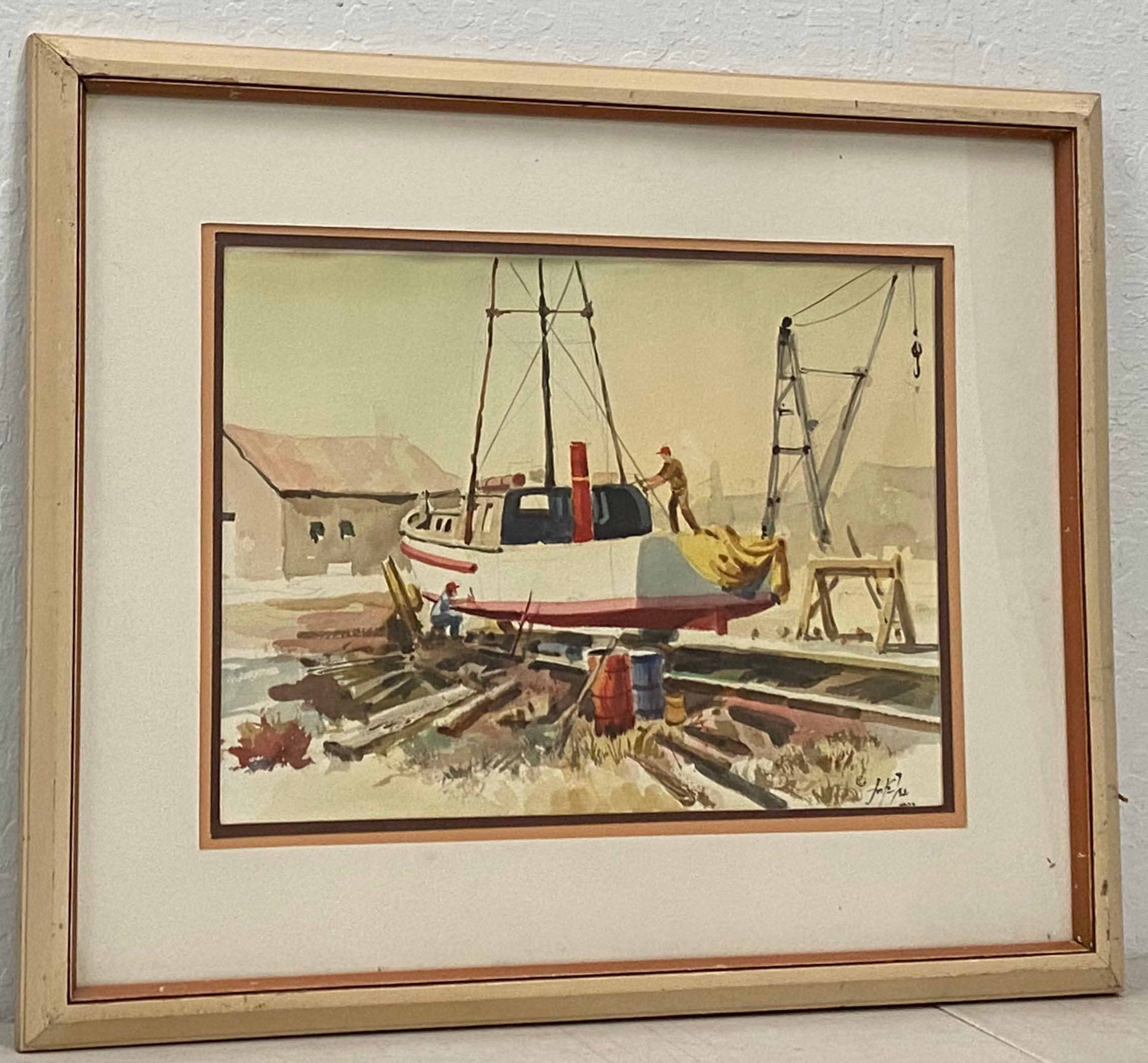 Jake Lee "Out for Repairs" Original Watercolor C.1987

Original watercolor on paper

Dimensions 19" wide x 13" high

The distressed period frame is included in "as is" condition measures 28.5" wide x 23" high

Signed and dated in the lower right