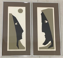 Mildred Dienstag "She & He" Original Mid Century Framed Serigraphs c.1975