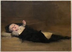 Louis Henri Deschamps Portrait of a Baby 19th Century