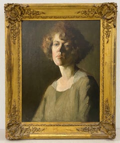 Vintage Oil Portrait of a Young Woman by Hazel Ives C.1940