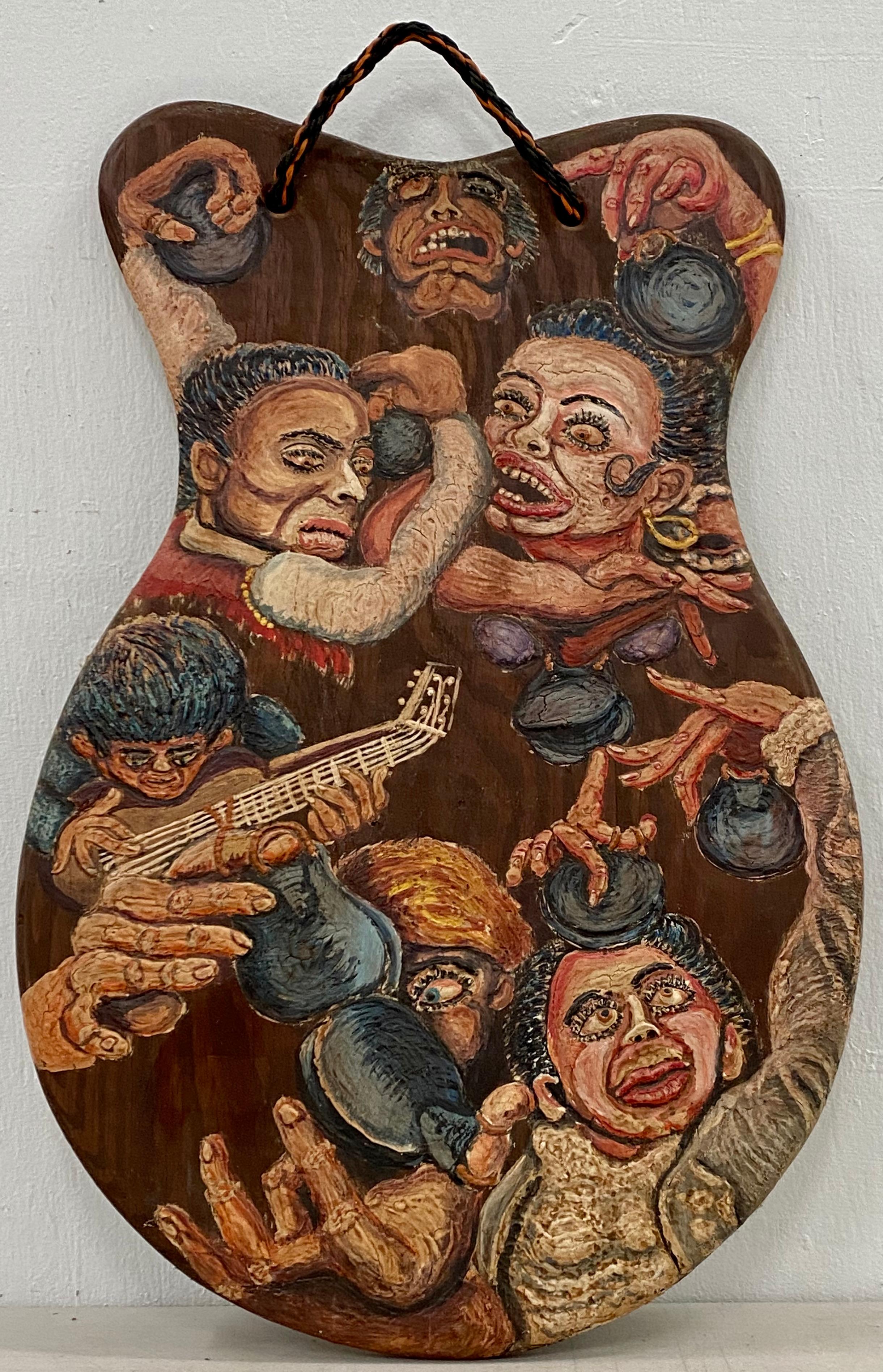 Richard Whalen (Américain, 1926-2009) 

"Carmen Amaya"

Peinture à l'huile originale c.1990

Créé sur un panneau en contreplaqué de bois avec une corde pour le suspendre 

L'artiste utilise une technique d'empâtement unique qui met en valeur les