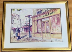 Vintage Billie Coyne "Boulangerie Kiss" Original Signed Lithograph C.1995