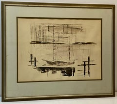 Alfred Birdsey: „Segelboote am Hafen“, Original-Aquarell, ca. 1970