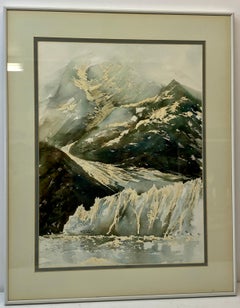 Vintage Harold Booth (American, 20th C.) "Glacier Bay Original Watercolor C.1970s