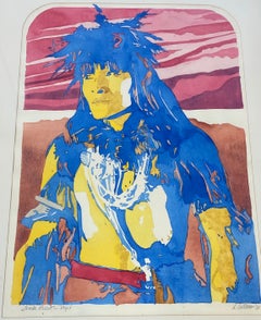Native American Pop Art "Snake Priest - Hopi" Original Watercolor by D. Collins