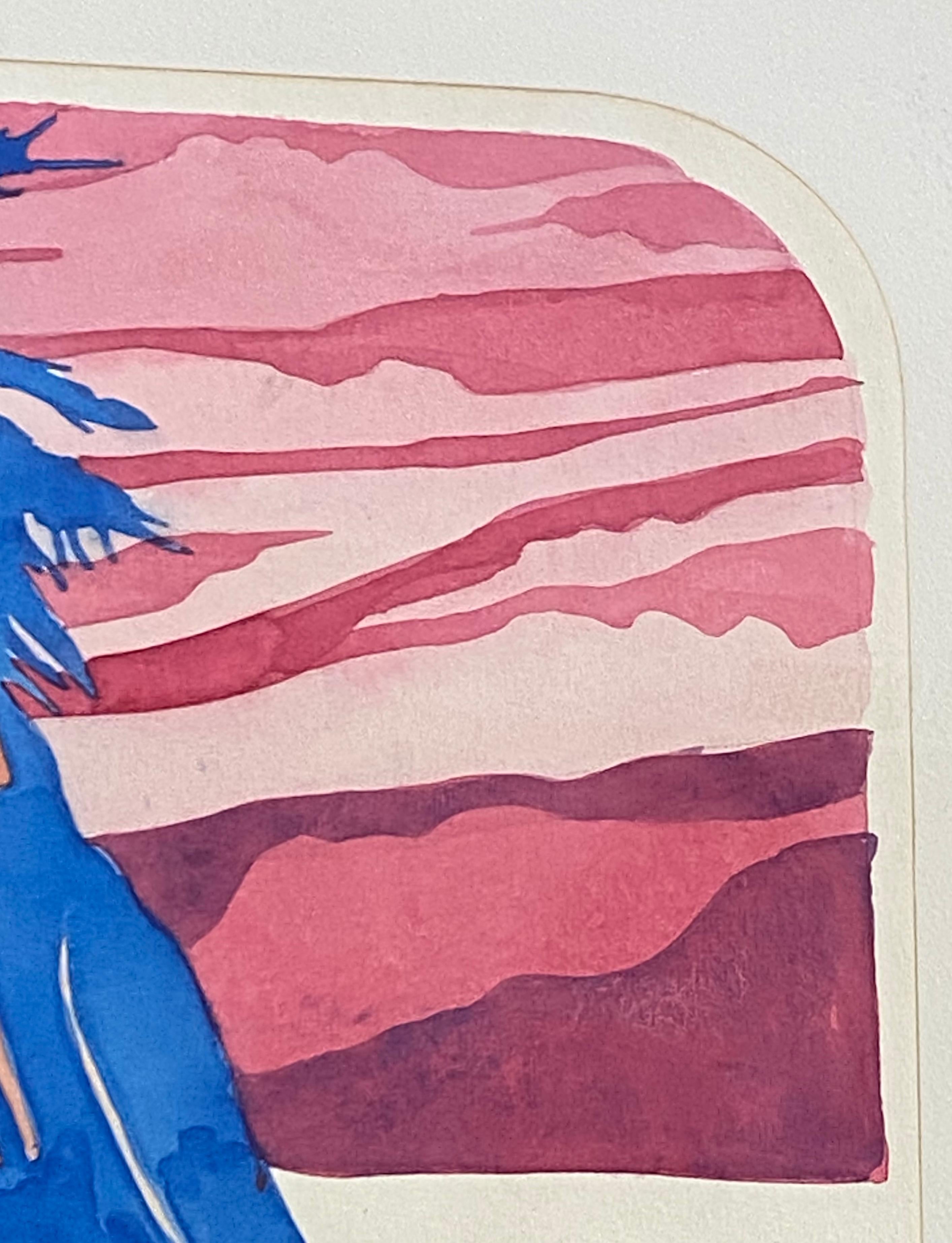 Original-Aquarell der amerikanischen Pop-Art „Schlangenspitze – Hopi“ von D. Collins im Angebot 4