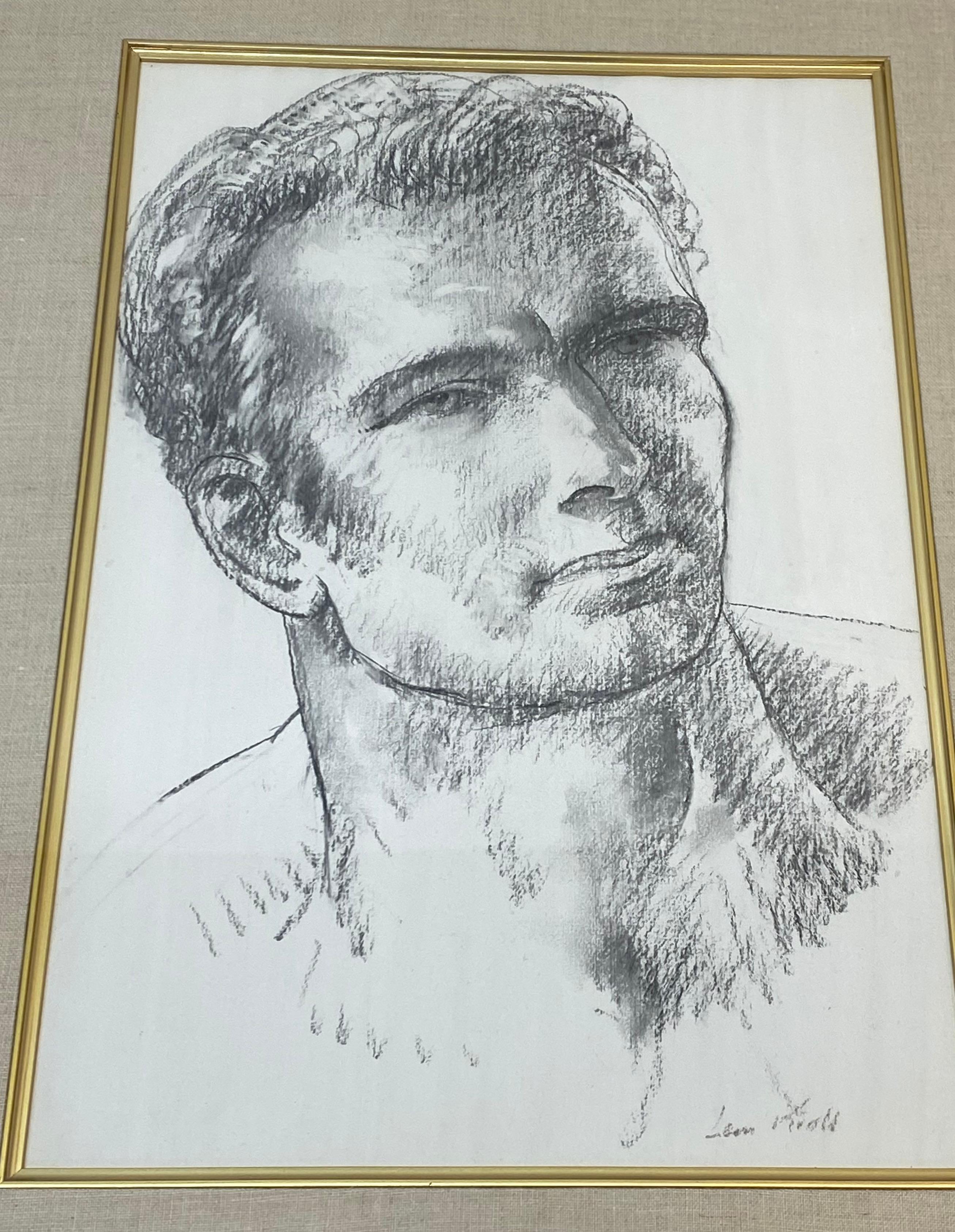 Leon Kroll Retrato original en grafito de un hombre joven c.1940 en venta 1