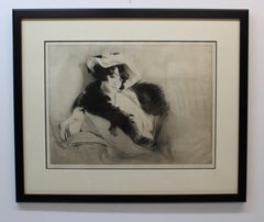 Edgar Chahine Etching of a Woman
