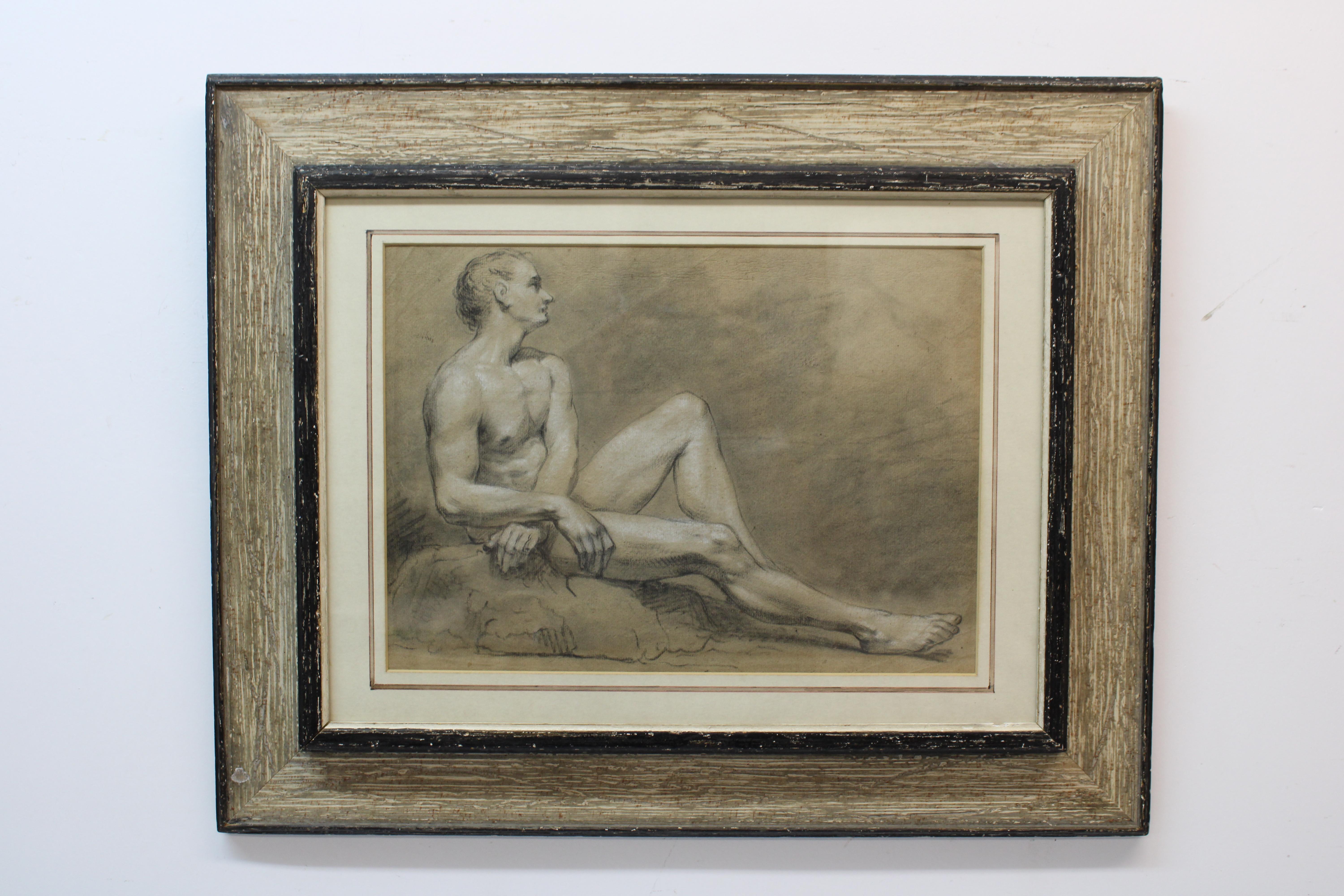 Unknown Nude – Männlicher Aktstudie, Zeichnung von Ziesenis 