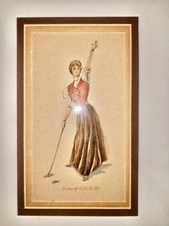 Maud Stumm Pair of original 19th Century Ladies Golf Watercolors