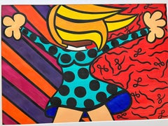  Mädchen-power-Gemälde, Romero Britto zugeschrieben 