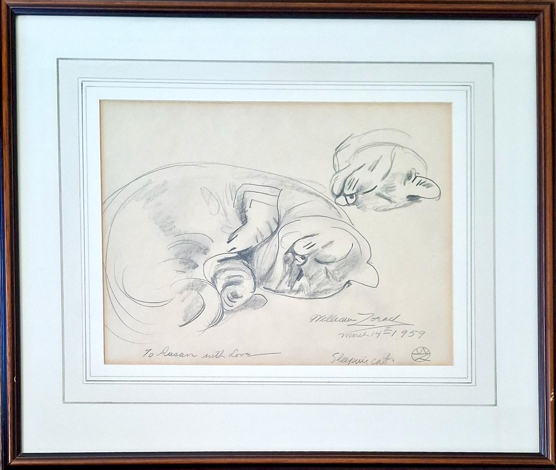 William Zorach Animal Art - “Sleeping Cat”