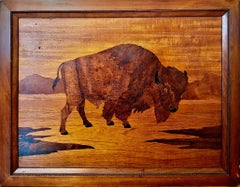 Panneau mural en marqueterie d'art populaire américain