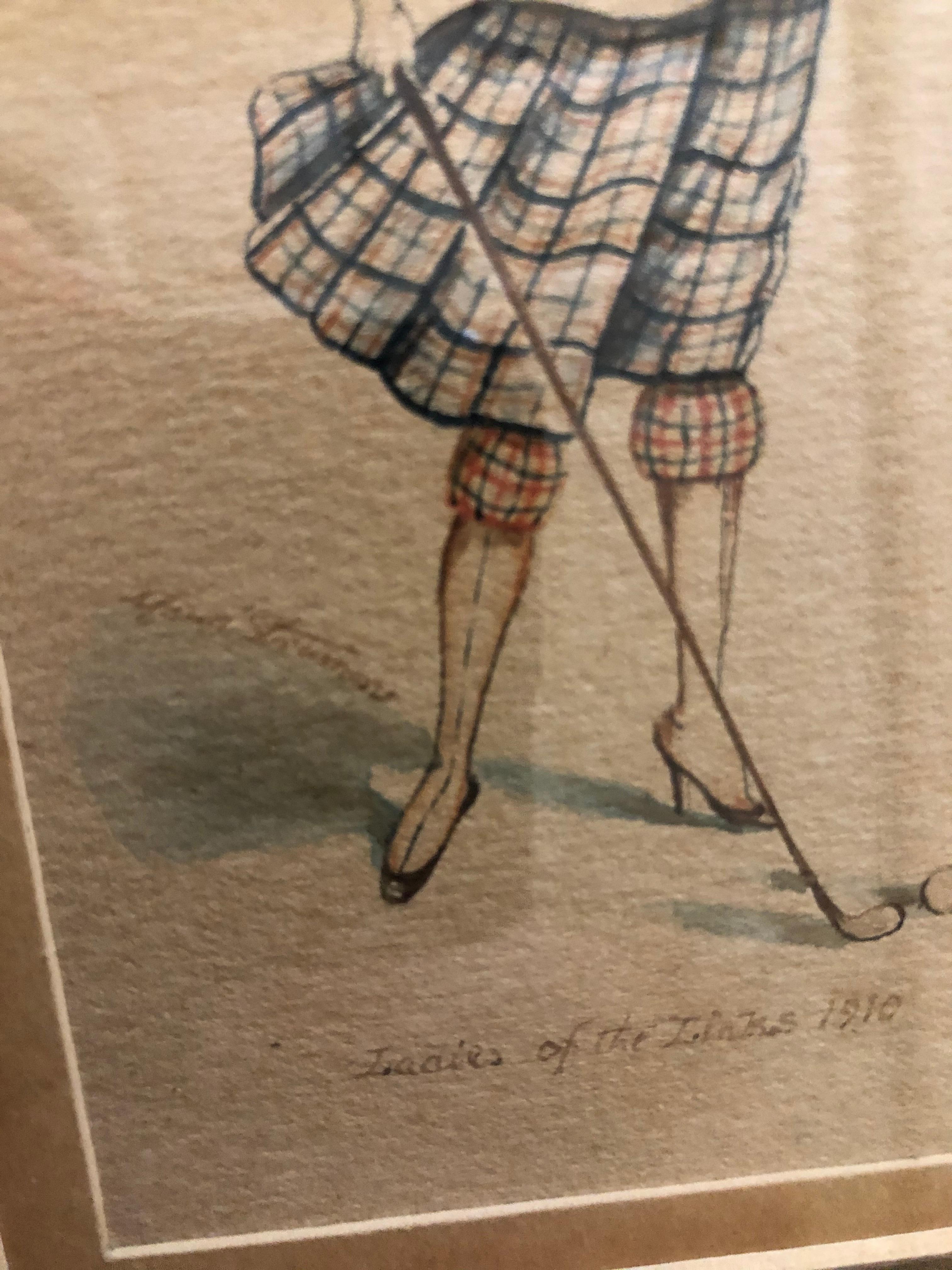 Maud Stumm Pair of original 19th Century Ladies Golf Watercolors For Sale 7