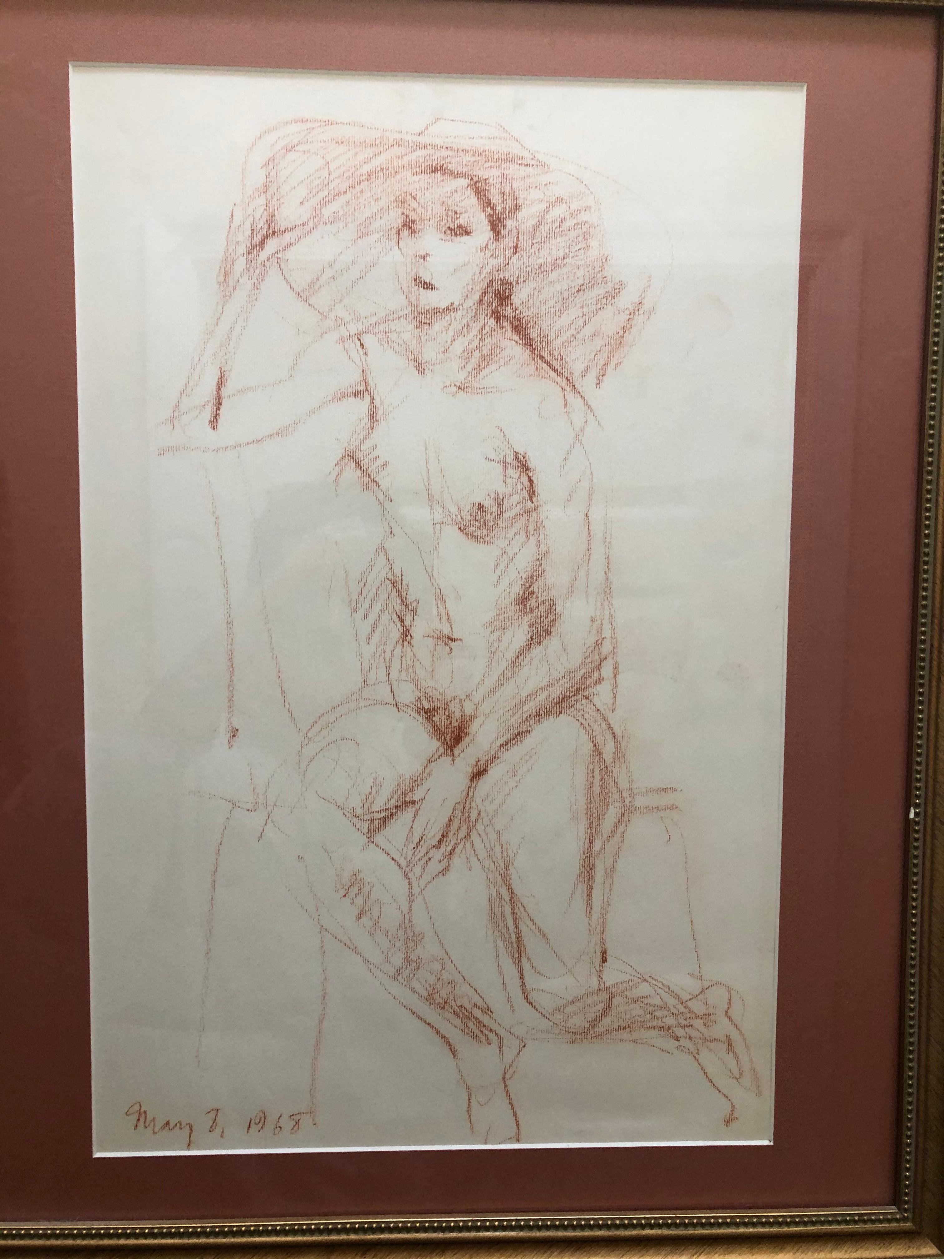 1968 Mystery Nude Drawing - Art by Unknown