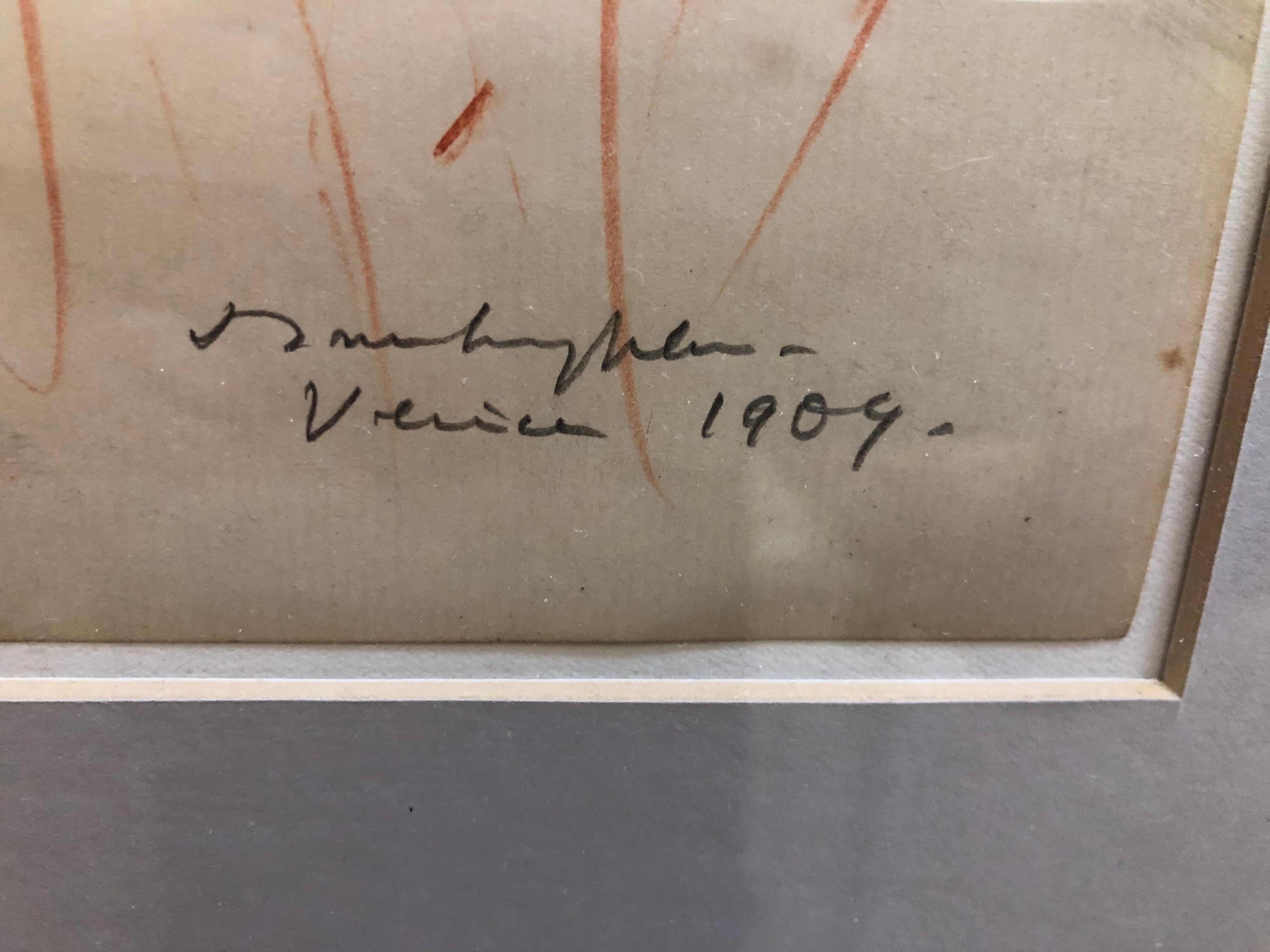 Dibujo de Retrato en Venecia de principios del siglo XX en venta 1