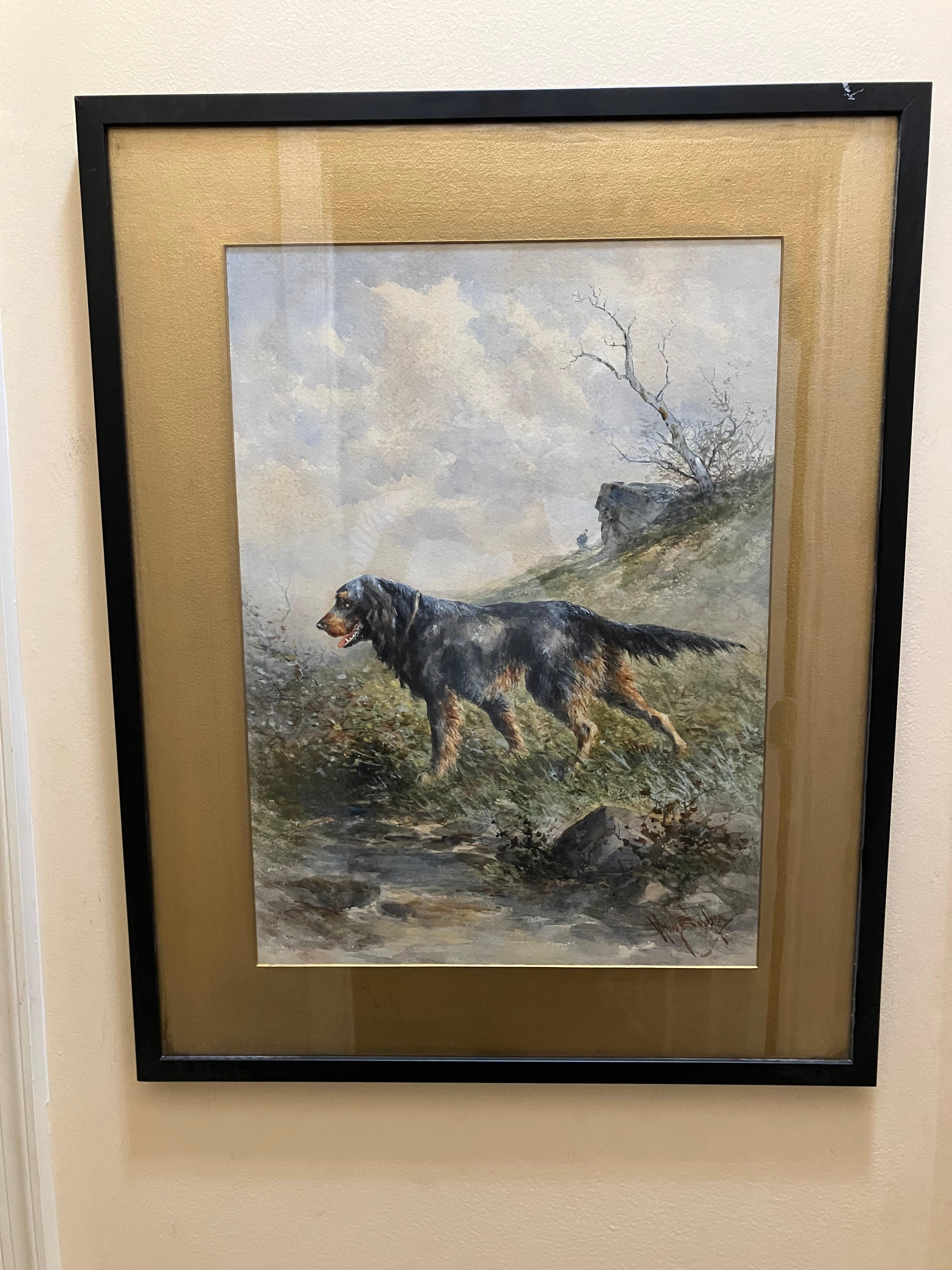 Hugo A Fisher Setter dans un paysage - Art de Unknown