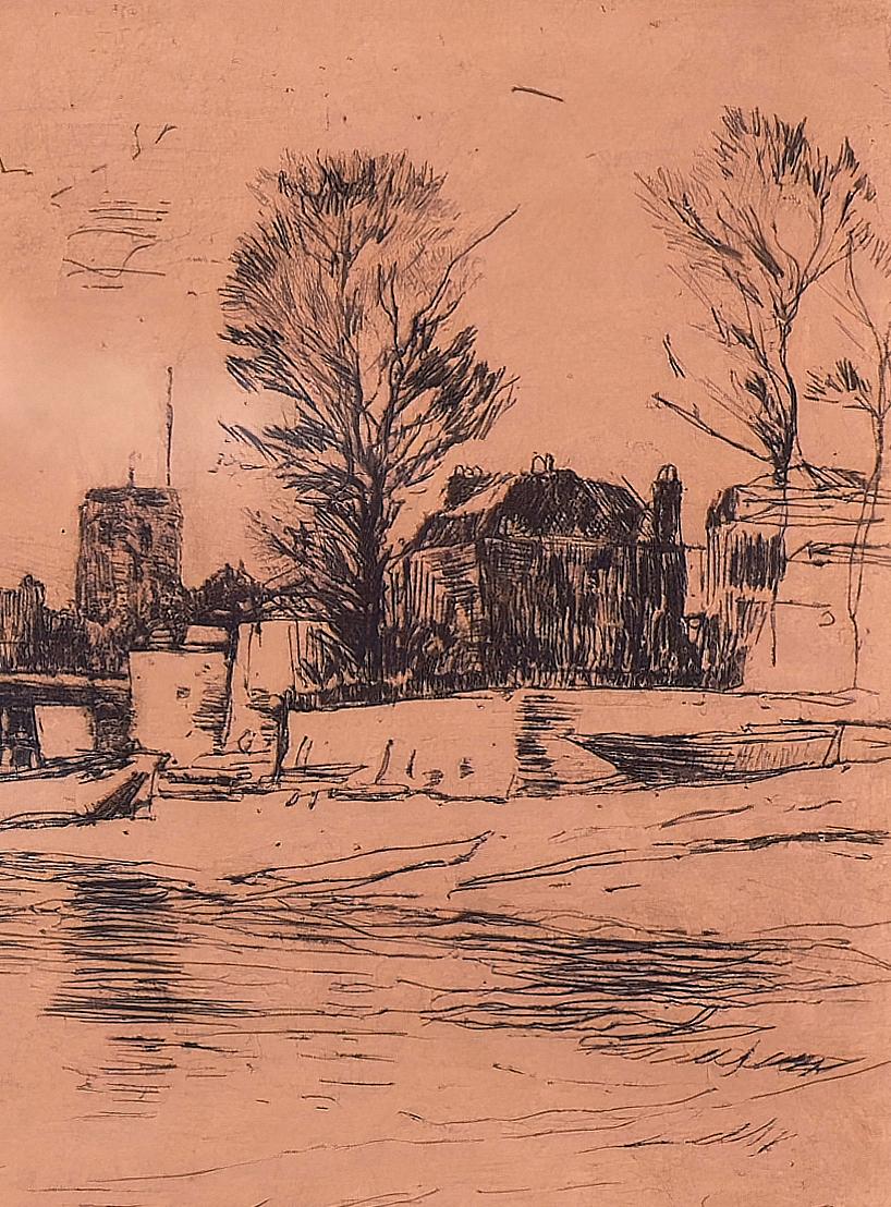 James Abbott McNeill Whistler (1834 - 1903, Britisch) „Fulham (Chelsea Church)“ im Angebot 3