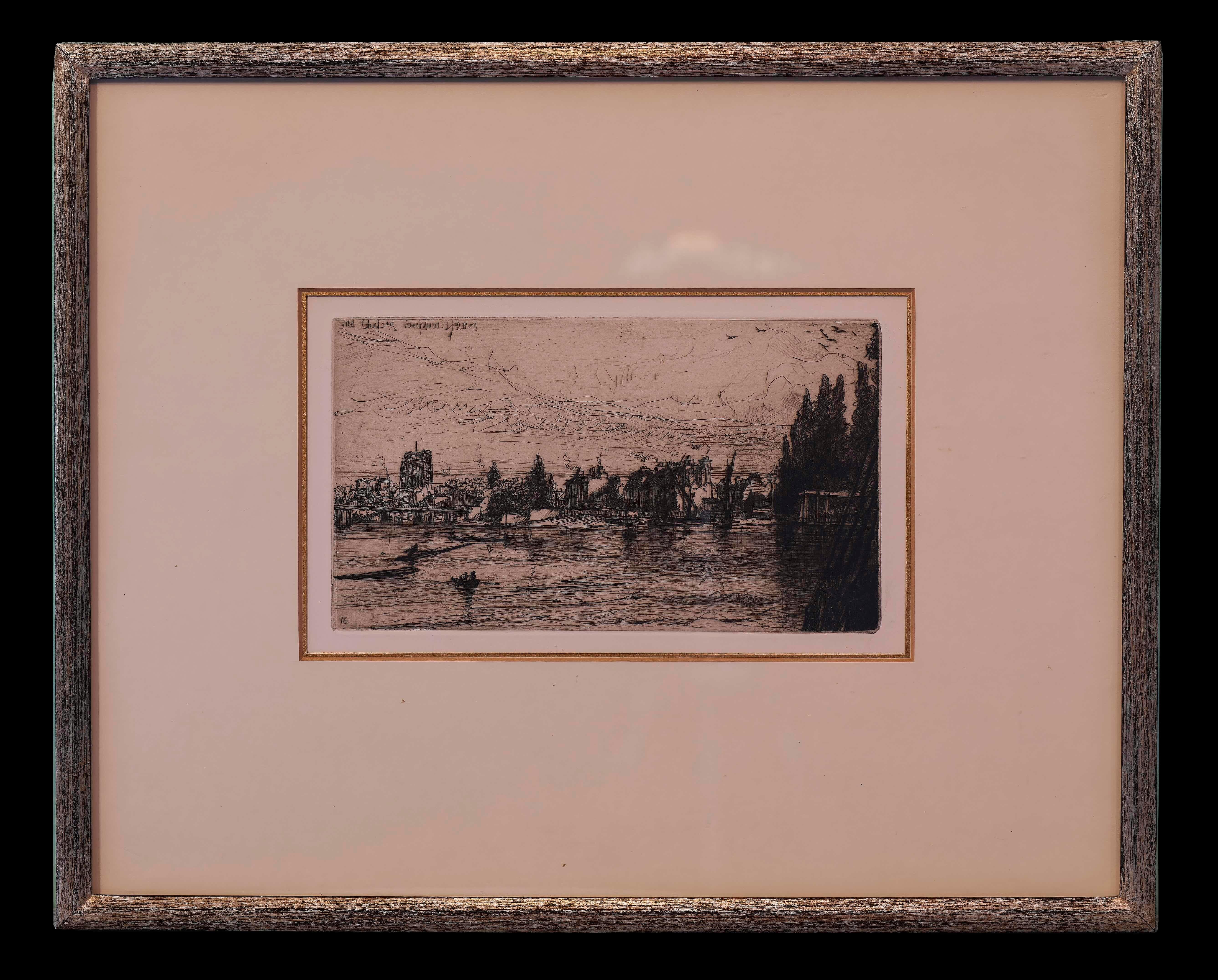 Sir Francis Seymour Haden (1818-1910. Britisch) „Old Chelsea Church“ Radierung im Angebot 3