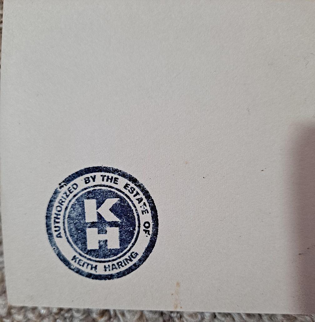 Keith Haring, Ohne Titel (Schwarze Tuschezeichnung auf einem japanischen Wächterfigurendruck) im Angebot 10
