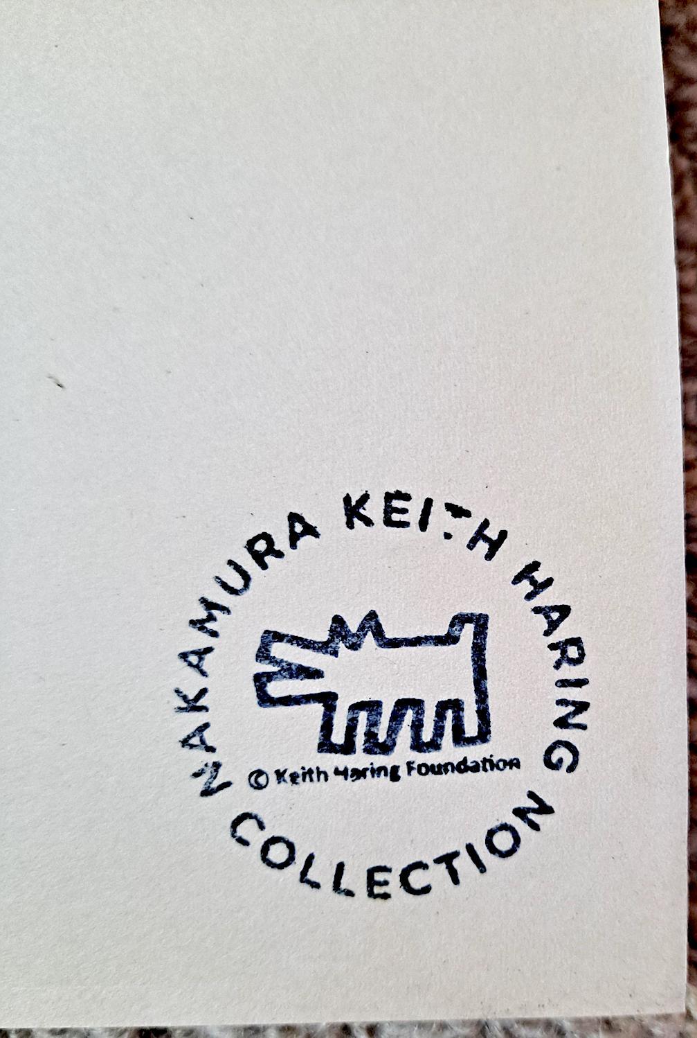 Keith Haring, Ohne Titel (Schwarze Tuschezeichnung auf einem japanischen Wächterfigurendruck) im Angebot 11