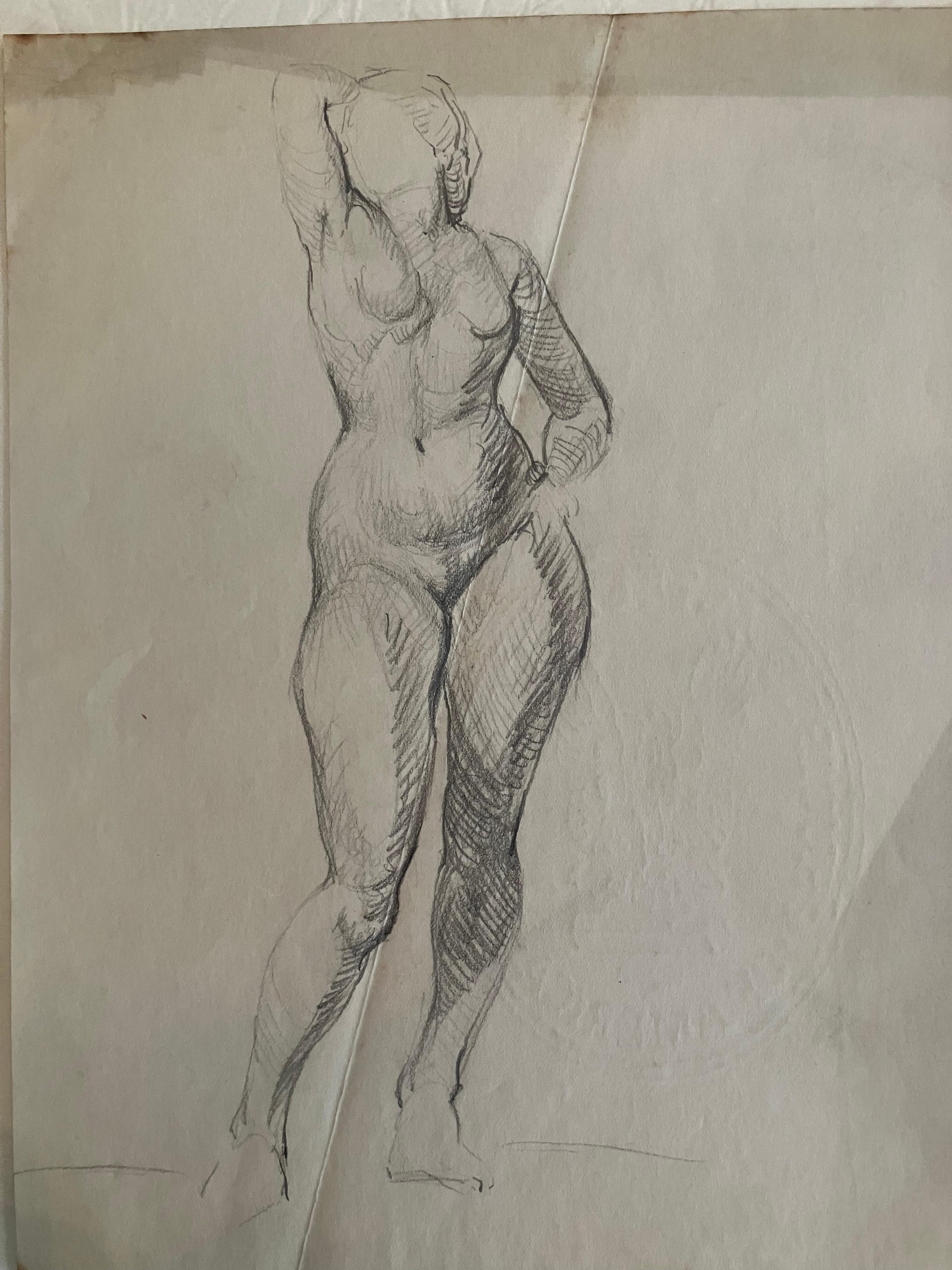 Allan Rohan Crite Pareja de dibujos de desnudos femeninos en venta 5