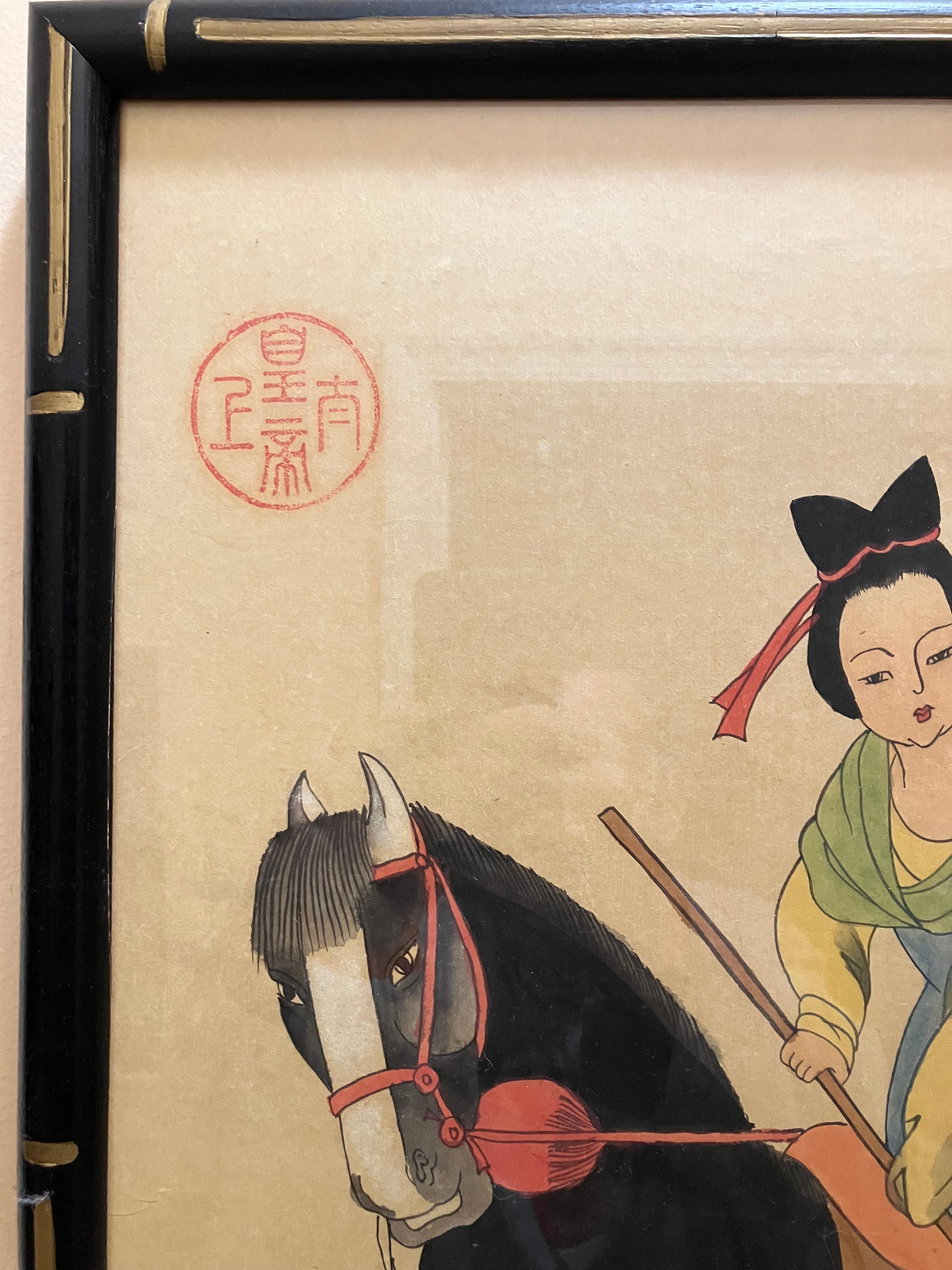 Antique Chinese Watercolor Emperor Qin Shi Huang Qin Dynasty For Sale 4