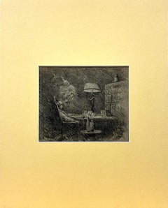 Drawing of Seated Man with Female Apparition